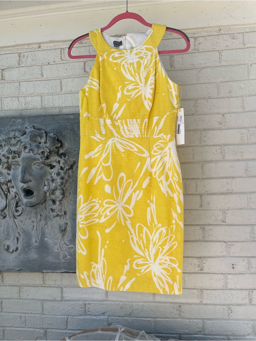 Muse Yellow and White Floral Halter Sheath Dress